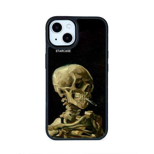 Skull of a Skeleton with Burning Cigarette